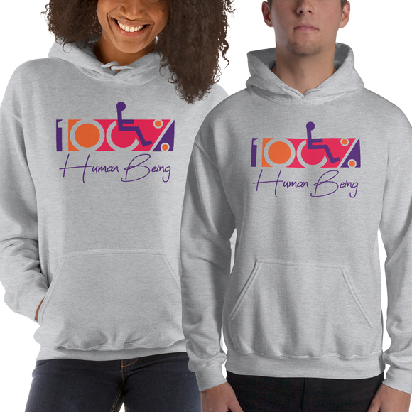 hoodie 100% Human Being disabled handicapped disability special needs awareness inclusivity acceptance activism