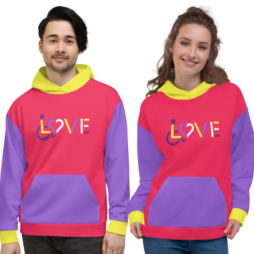 LOVE (for the Disability Community) Unisex Color Block Hoodie