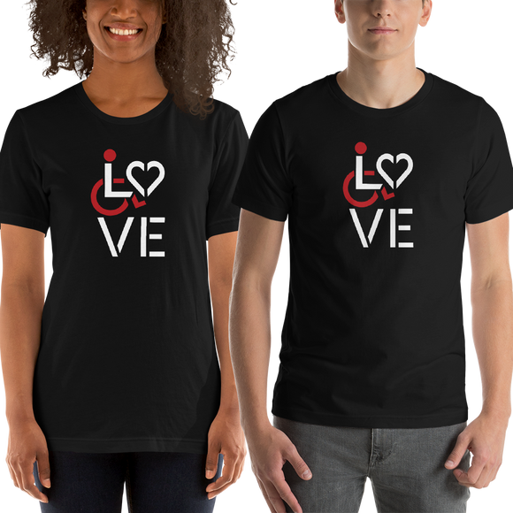 Shirt showing love for the special needs community heart disability wheelchair diversity awareness acceptance disabilities inclusivity inclusion