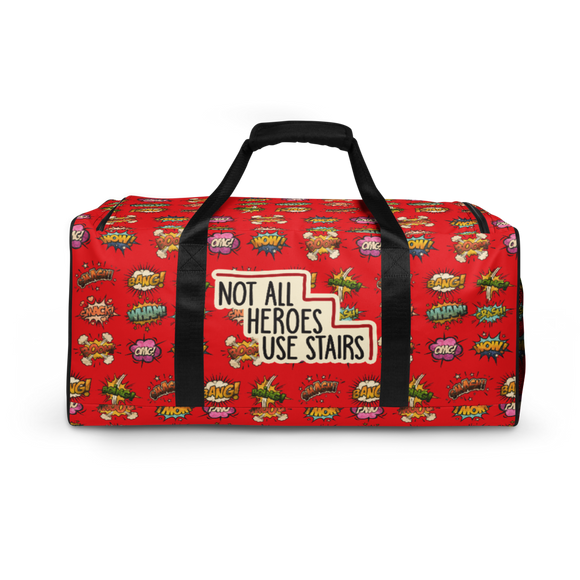 Not All Heroes Use Stairs (Duffle Bag) Comic Book Speech Bubbles Pattern