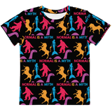 Normal is a Myth (Bigfoot, Mermaid, Unicorn & Loch Ness Monster Pattern) Kids Crew Neck T-shirt