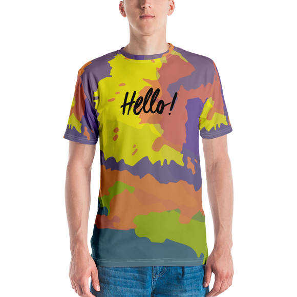 Hello! (Friendly) Colorful Men's Crew Neck T-shirt