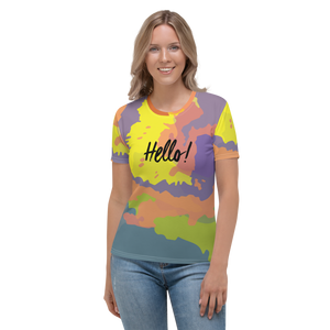 Hello! (Friendly) Colorful Women's Crew Neck T-shirt