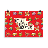 Not All Heroes Use Stairs (Poster) Comic Book Speech Bubbles Pattern