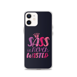 Sass is Never Wasted (Pink on Navy iPhone Case)
