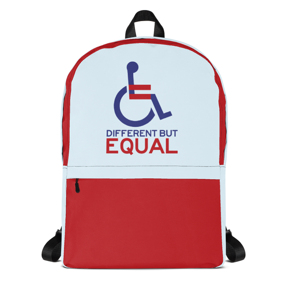 backpack school different but equal disability logo equal rights discrimination prejudice ableism special needs awareness diversity wheelchair inclusion acceptance