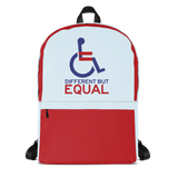 backpack school different but equal disability logo equal rights discrimination prejudice ableism special needs awareness diversity wheelchair inclusion acceptance