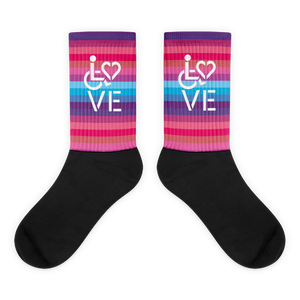 striped socks showing love for the special needs community heart disability wheelchair diversity awareness acceptance disabilities inclusivity inclusion