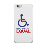 iPhone Case different but equal disability logo equal rights discrimination prejudice ableism special needs awareness diversity wheelchair inclusion acceptance