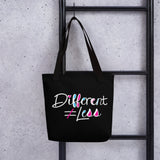 Different Does Not Equal Less (As Seen on Netflix's Raising Dion) Black Tote bag