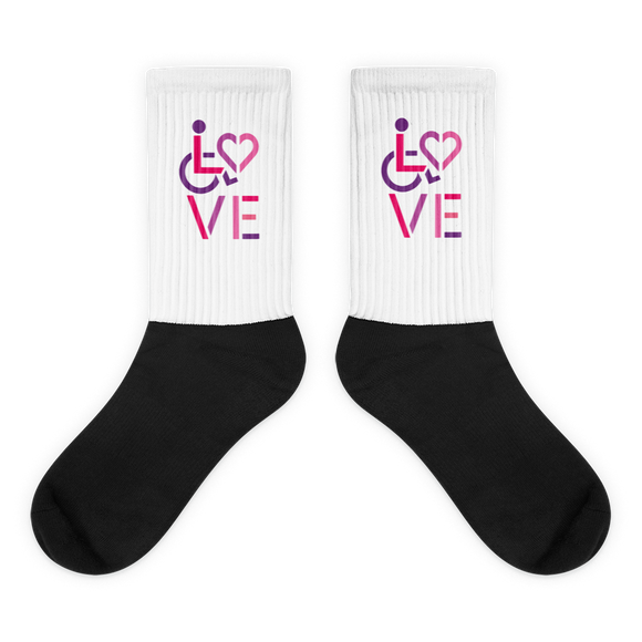 socks showing love for the special needs community heart disability wheelchair diversity awareness acceptance disabilities inclusivity inclusion