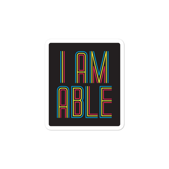 sticker I am Able abled ability abilities differently abled differently-abled able-bodied disabilities people disability disabled wheelchair