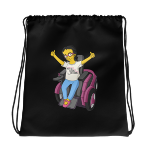 drawstring bag Not All Actor Use Stairs yellow cartoon Raising Dion Esperanza Netflix Sammi Haney ableism disability rights inclusion wheelchair actors disabilities actress
