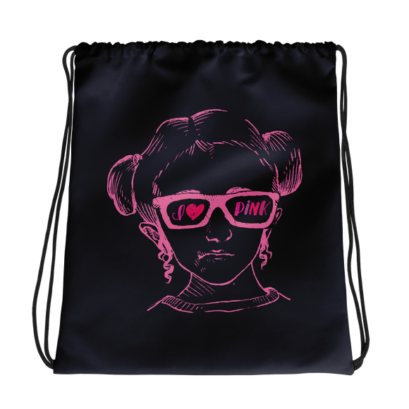 drawstring bag I love Pink pink glasses love luv heart Raising Dion Esperanza fan Netflix Sammi Haney