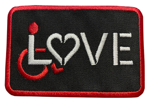 LOVE (for the Disability Community) Red/White Embroidered Patch