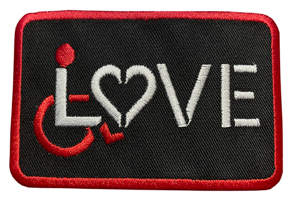 LOVE (for the Disability Community) Red/White Embroidered Patch