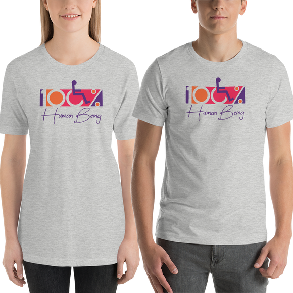 Shirt 100% Human Being disabled handicapped disability special needs awareness inclusivity acceptance activism