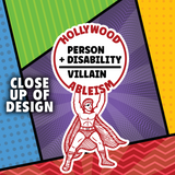Hollywood Ableism: Person + Disability = Villain (Tote Bag Comic Pattern)