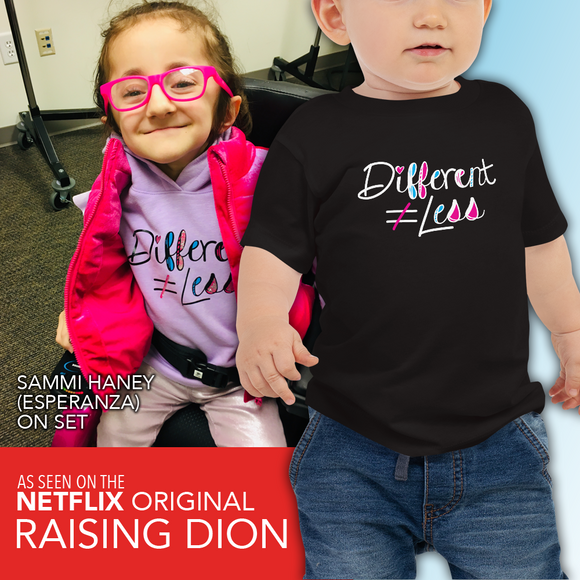 baby Shirt Different Does Not Equal Less Netflix's Raising Dion Esperanza Sammi Haney disability disabled wheelchair special needs
