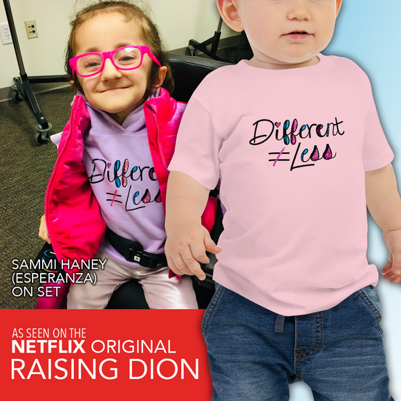 baby Shirt Different Does Not Equal Less Netflix's Raising Dion Esperanza Sammi Haney disability disabled wheelchair special needs