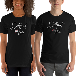 Shirt Different Does Not Equal Less Netflix Raising Dion Esperanza Sammi Haney #DDNEL disability inclusion wheelchair awareness
