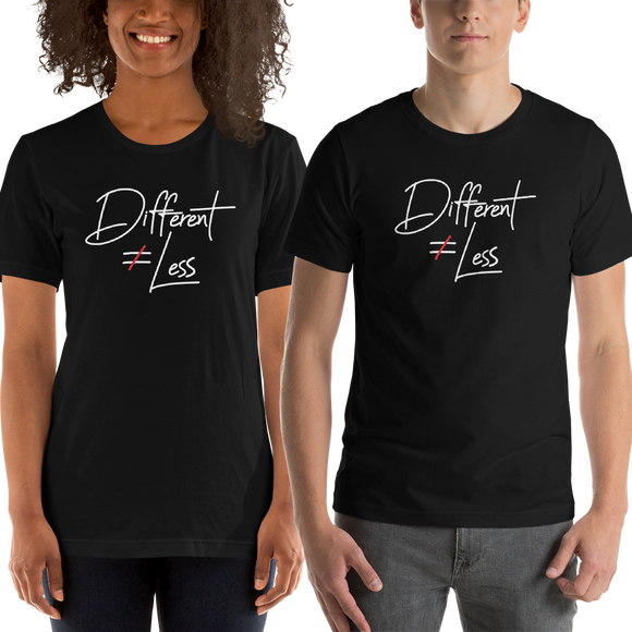 Shirt Different Does Not Equal Less Netflix Raising Dion Esperanza Sammi Haney #DDNEL disability inclusion wheelchair awareness