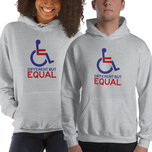 hoodie different but equal disability logo equal rights discrimination prejudice ableism special needs awareness diversity wheelchair inclusion acceptance