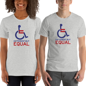 shirt different but equal disability logo equal rights discrimination prejudice ableism special needs awareness diversity wheelchair inclusion acceptance