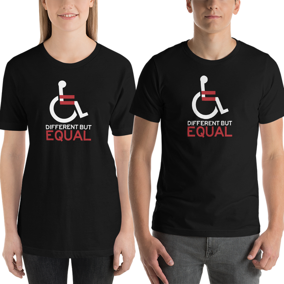 shirt different but equal disability logo equal rights discrimination prejudice ableism special needs awareness diversity wheelchair inclusion acceptance