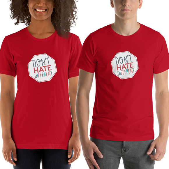 shirt Don’t hate different stop inclusiveness discrimination prejudice ableism disability special needs awareness diversity inclusion acceptance