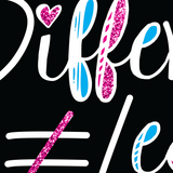 close up of fake digital glitter for Diffferent Does Not Equal Less shirt