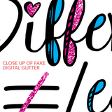 Different Does Not Equal Less (As Seen on Netflix's Raising Dion) White with Fake Digital Glitter