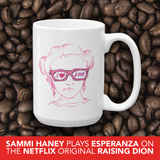 coffee mug I love Pink pink glasses love luv heart Raising Dion Esperanza fan Netflix Sammi Haney