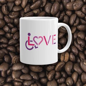 mug showing love for the special needs community heart disability wheelchair diversity awareness acceptance disabilities inclusivity inclusion