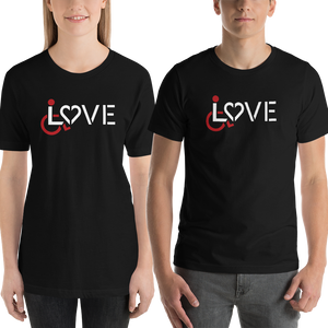 Shirt showing love for the special needs community heart disability wheelchair diversity awareness acceptance disabilities inclusivity inclusion