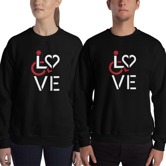 sweatshirt showing love for the special needs community heart disability wheelchair diversity awareness acceptance disabilities inclusivity inclusion
