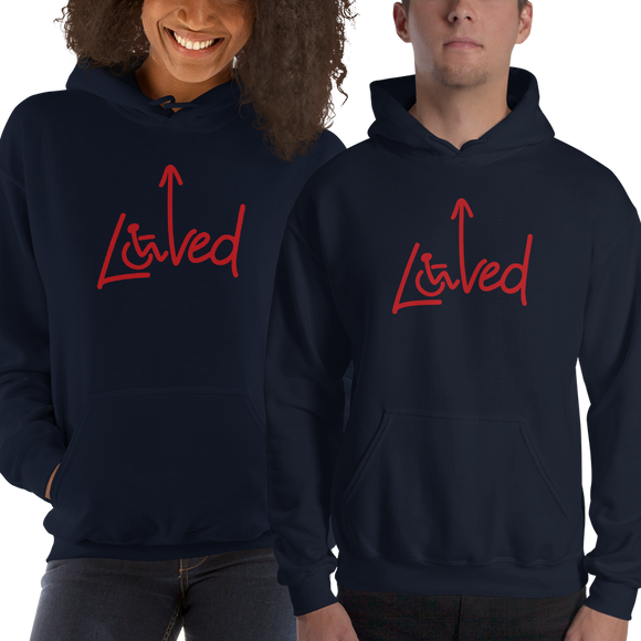 hoodie Loved arrow love disability disabilities wheelchair impaired special needs parent awareness diversity inclusion inclusivity acceptance