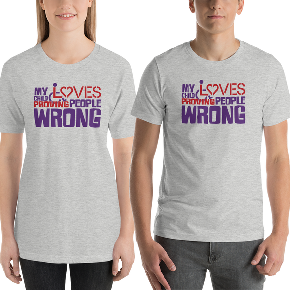 Shirt my child loves proving people wrong special needs parent parenting expectations disability special needs awareness wheelchair