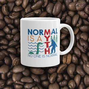 coffee mug normal is a myth big foot loch ness lochness yeti sasquatch disability special needs awareness inclusivity acceptance activism