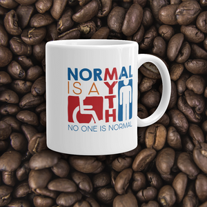 coffee mug Normal is a myth sign icons people disabled handicapped able-bodied non-disabled popularity disability special needs