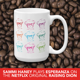 coffee mug 9 Different Colored Faces of Sammi Haney Esperanza Netflix Raising Dion fan sassy wheelchair pink glasses disability osteogenesis imperfecta OI