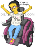 close up of Shirt yellow cartoon Not All Actor Use Stairs Raising Dion Esperanza Netflix Sammi Haney ableism disability rights inclusion wheelchair actors disabilities actress