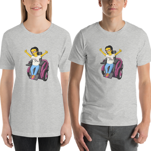 shirt Not All Actor Use Stairs yellow cartoon Raising Dion Esperanza Netflix Sammi Haney ableism disability rights inclusion wheelchair actors disabilities actress
