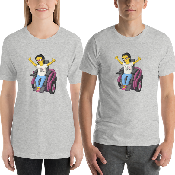 shirt Not All Actor Use Stairs yellow cartoon Raising Dion Esperanza Netflix Sammi Haney ableism disability rights inclusion wheelchair actors disabilities actress