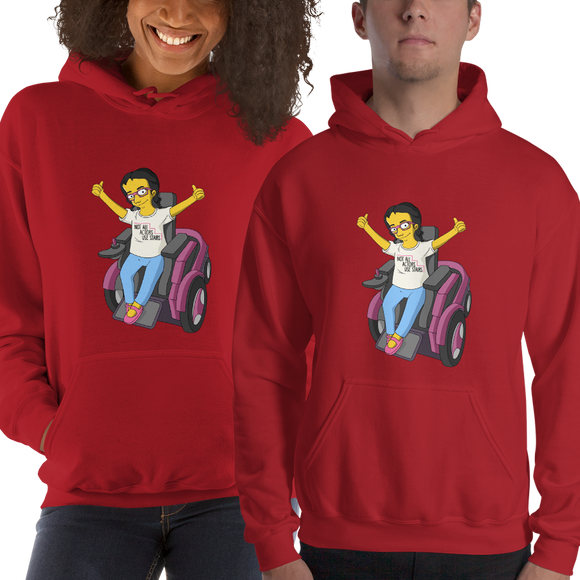 hoodie Not All Actor Use Stairs yellow cartoon Raising Dion Esperanza Netflix Sammi Haney ableism disability rights inclusion wheelchair actors disabilities actress