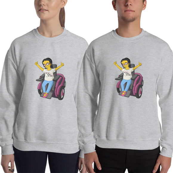 sweatshirt Not All Actor Use Stairs yellow cartoon Raising Dion Esperanza Netflix Sammi Haney ableism disability rights inclusion wheelchair actors disabilities actress