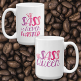 coffee Mug Sass is Never Wasted Sass Queen Sassy Sammi Haney Esperanza Netflix Raising Dion pink glasses disability wheelchair