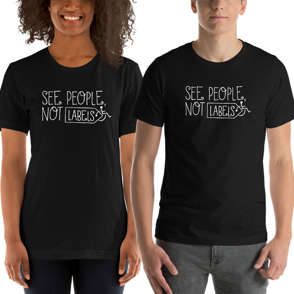 Shirt See people not labels label disability special needs awareness diversity wheelchair inclusion inclusivity acceptance