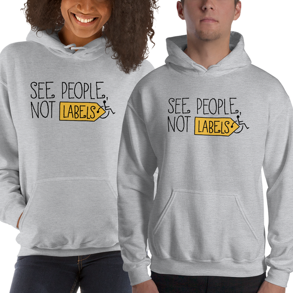 hoodie See people not labels label disability special needs awareness diversity wheelchair inclusion inclusivity acceptance
