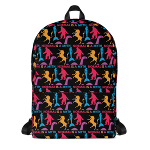 Normal is a Myth (Bigfoot, Mermaid, Unicorn & Loch Ness Monster Pattern) Backpack